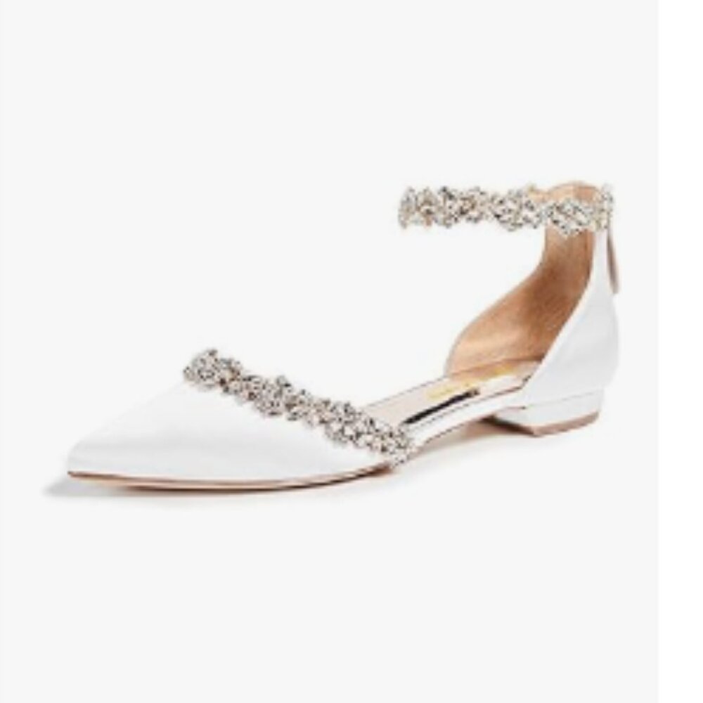 XYD White Pointed Toe Rhinestones Ankle Strap Ankle Strap Wedding Sandal